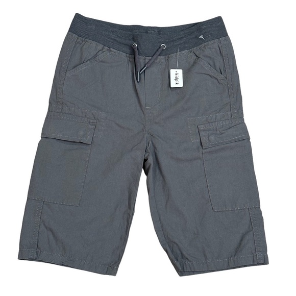 Boys Kidpik Large 10 - 12 Cargo Shorts 6 Pockets Charcoal Drawstring Waist NWT - Picture 3 of 8